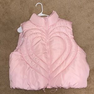 Pink Heart Quilted Puffer Vest